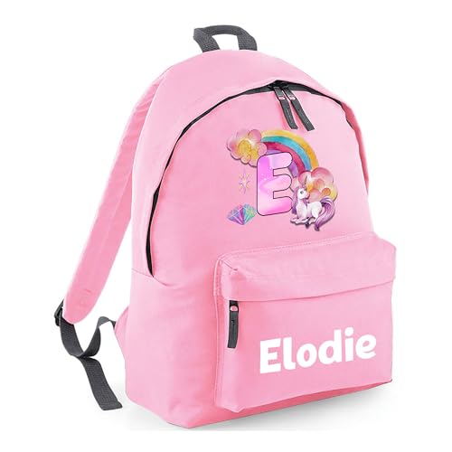 Personalised Unicorn Initial - Pink Kids Backpack with Name and Initial product image