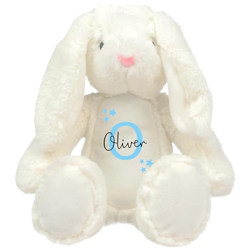 Personalised Bunny Rabbit Soft Toy - Name And Initial Keepsake - White Bunny