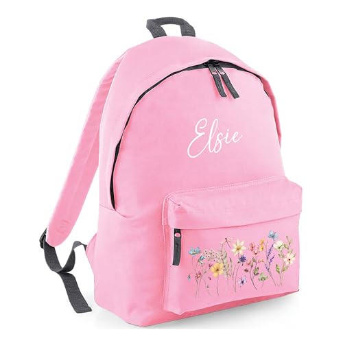 Personalised Wildflower Floral - Pink Kids Backpack with Name product image