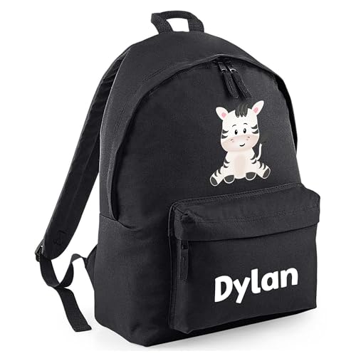 Personalised Zebra - Black Kids Backpack with Name product image