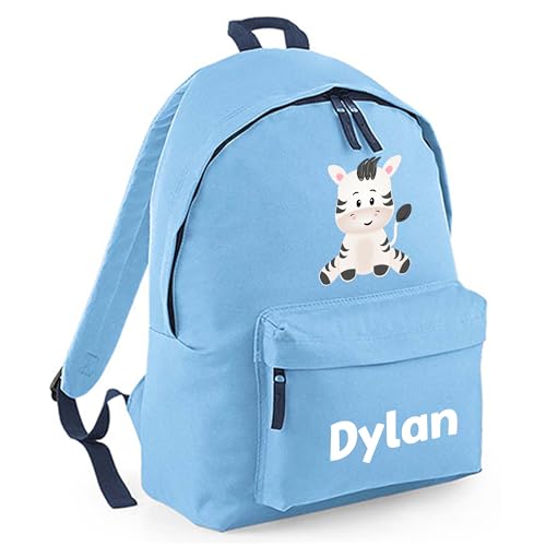 Personalised Zebra - Light Blue Kids Backpack with Name product image
