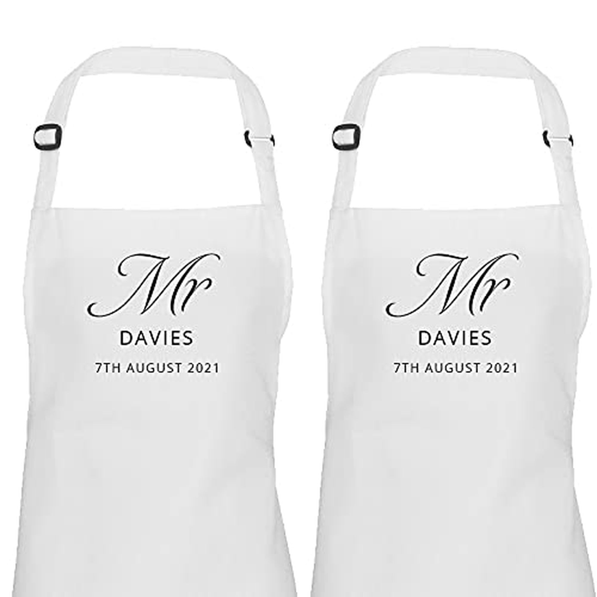 Personalised wedding dress protector apron cover up set of two, Mr and Mr