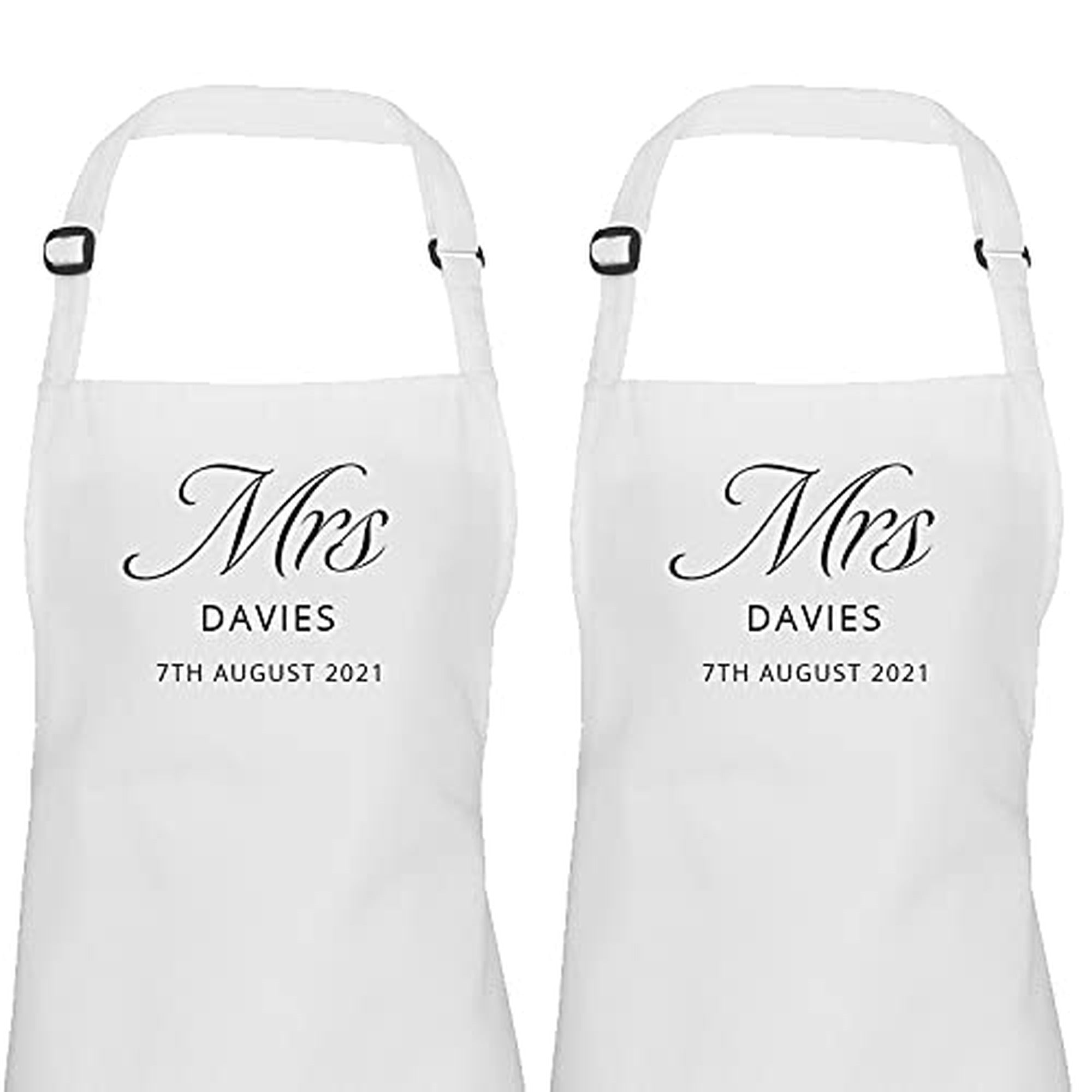 Personalised wedding dress protector apron cover up set of two, Mrs and Mrs