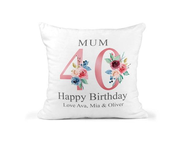 Personalised Cushion 40th Birthday with Names
