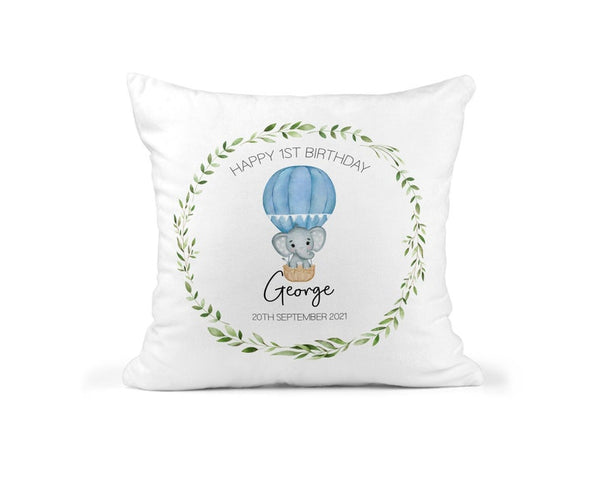 Personalised 1st Birthday Baby Boy Cushion