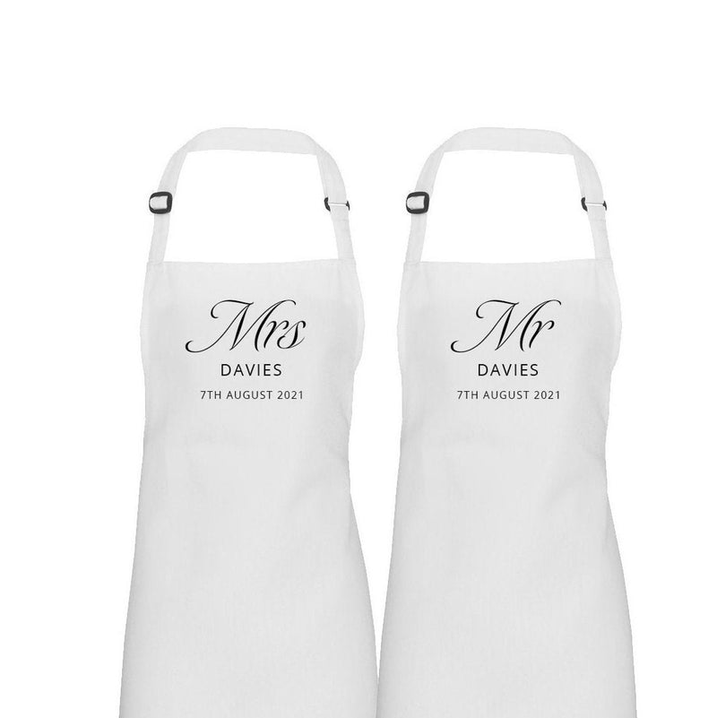 Personalised Wedding Apron, Mr & Mrs Newlywed Apron