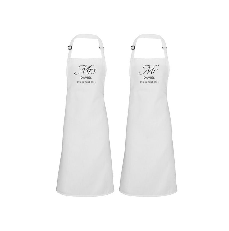 Personalised Wedding Apron, Mr & Mrs Newlywed Apron