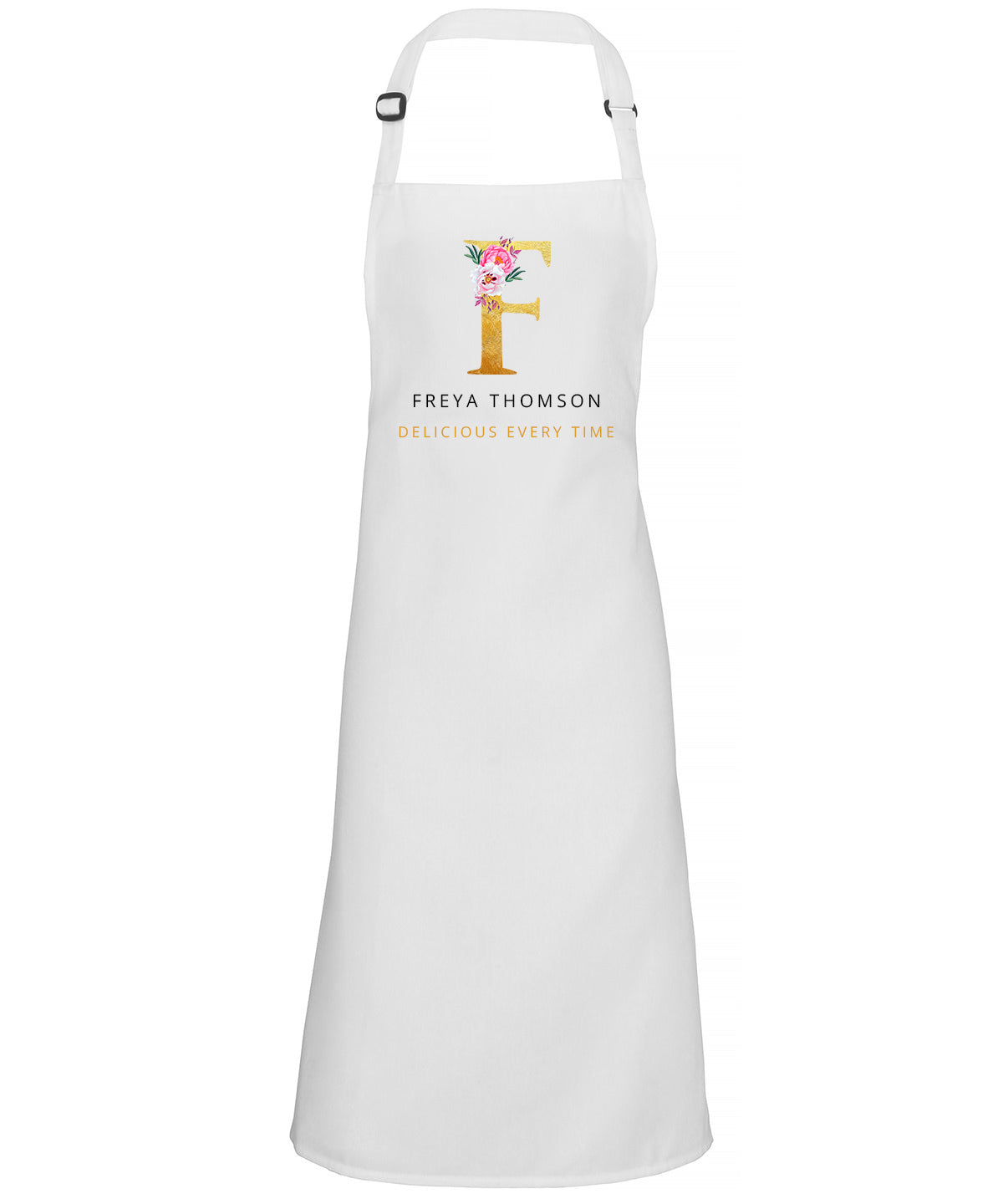 Personalised Apron For Women, Floral Initial with Slogan