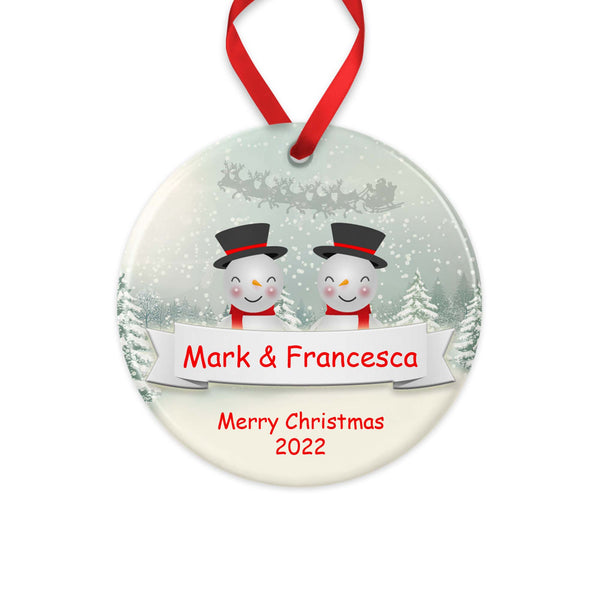 Personalised Couples Snowman Ornament