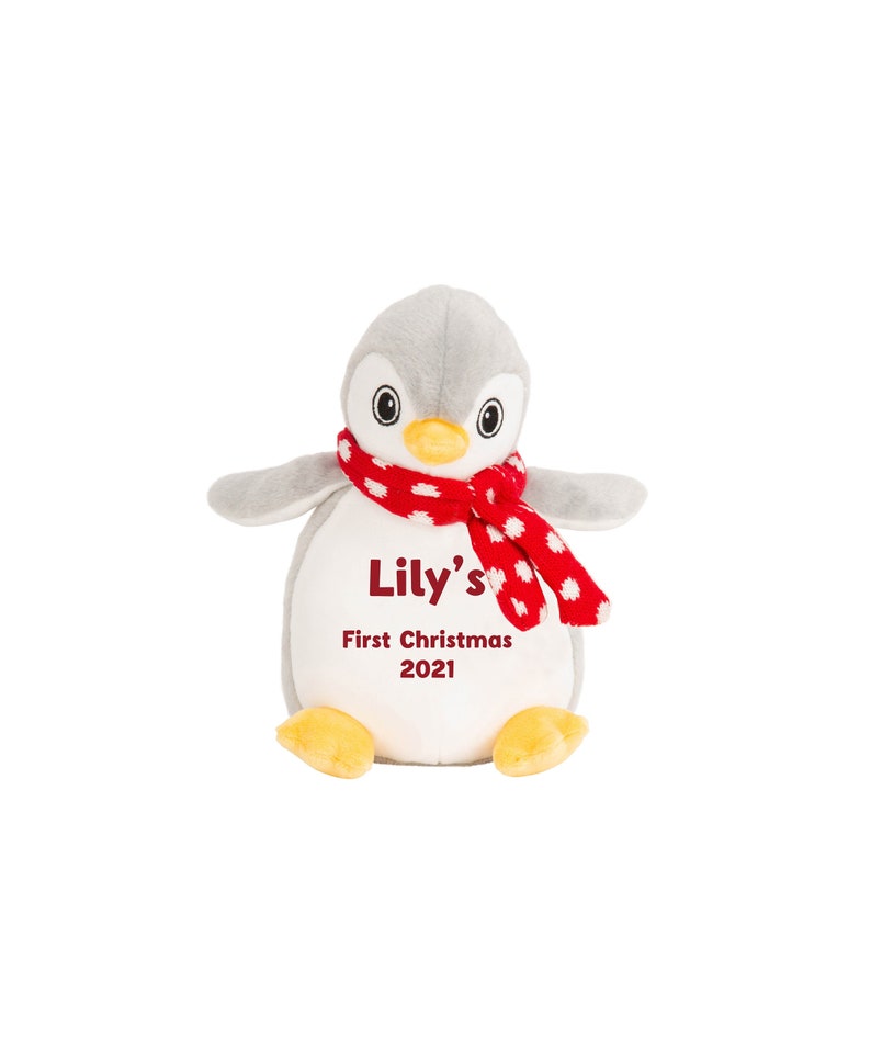 Personalised First Christmas Teddy Penguin Soft Toy