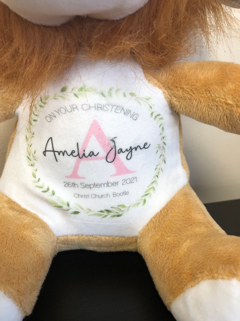 Personalised Christening Gift Lion Teddy Bear