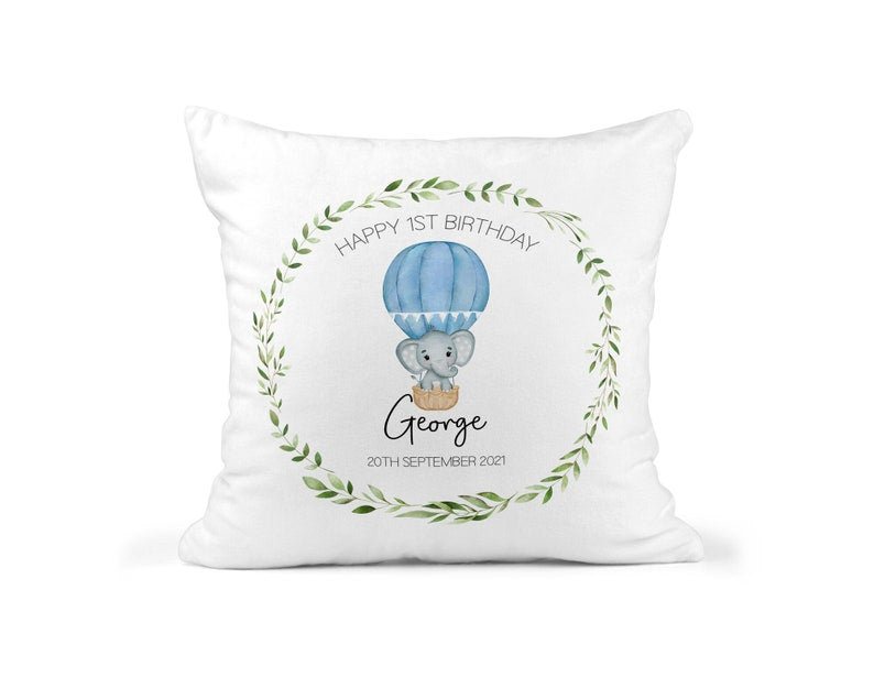 Personalised 1st Birthday Baby Boy Cushion - Chicken Craft Ltd