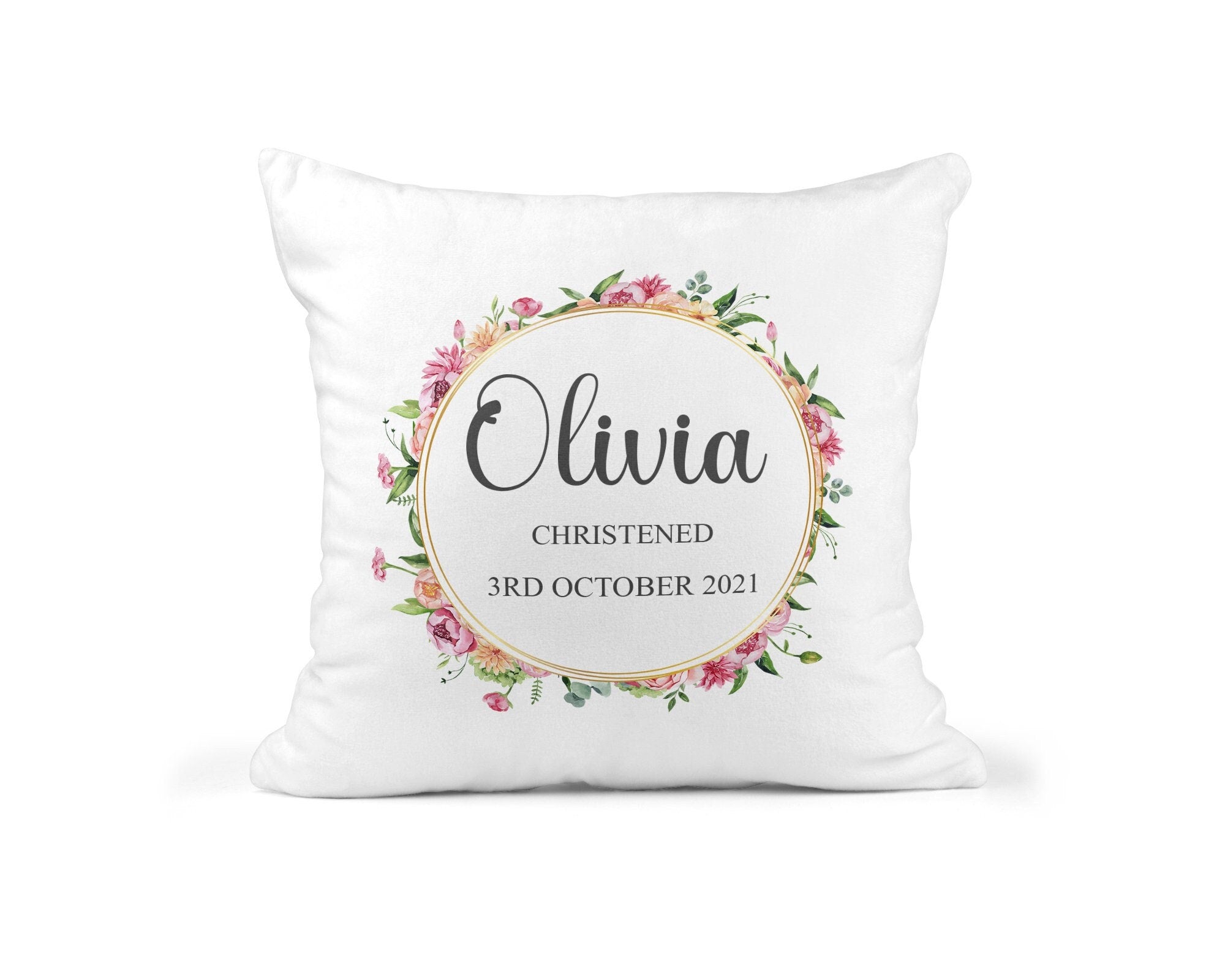 Personalised Christening Cushion - Chicken Craft Ltd