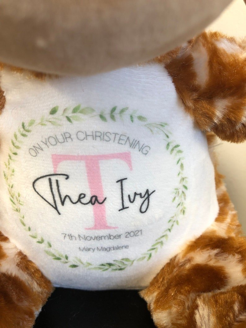 Personalised Christening Gift Giraffe Teddy Bear - Chicken Craft Ltd
