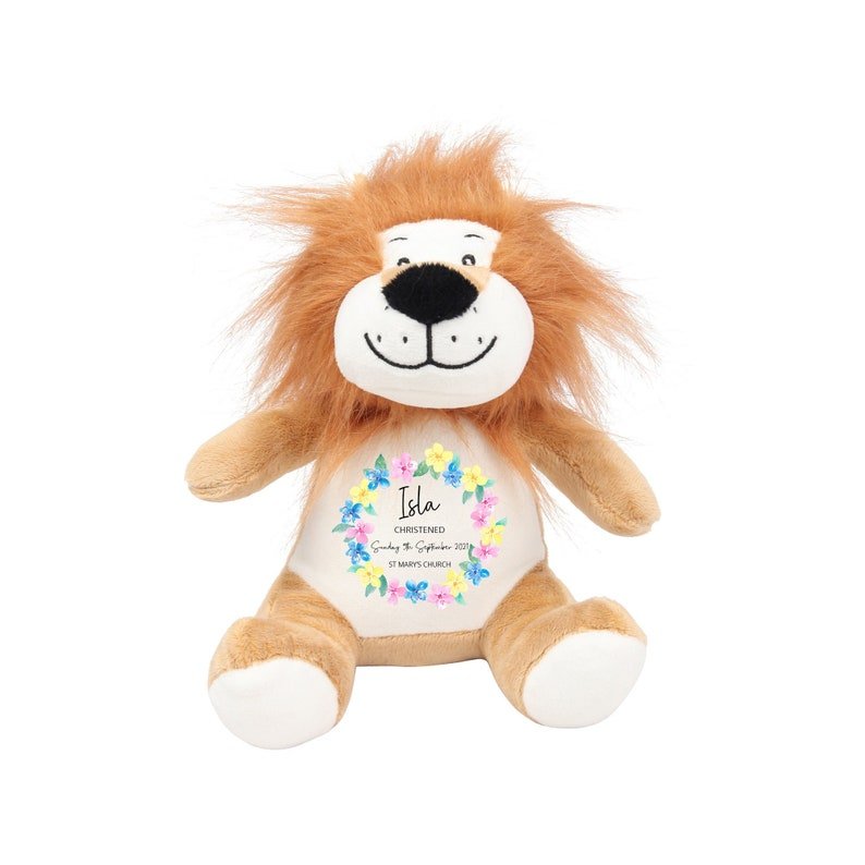 Personalised Christening Gift Lion Teddy Bear - Chicken Craft Ltd