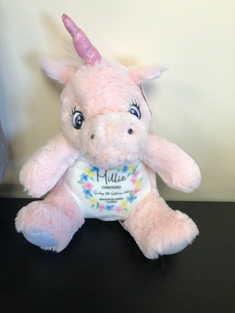 Personalised Christening Gift Unicorn Teddy Bear - Chicken Craft Ltd