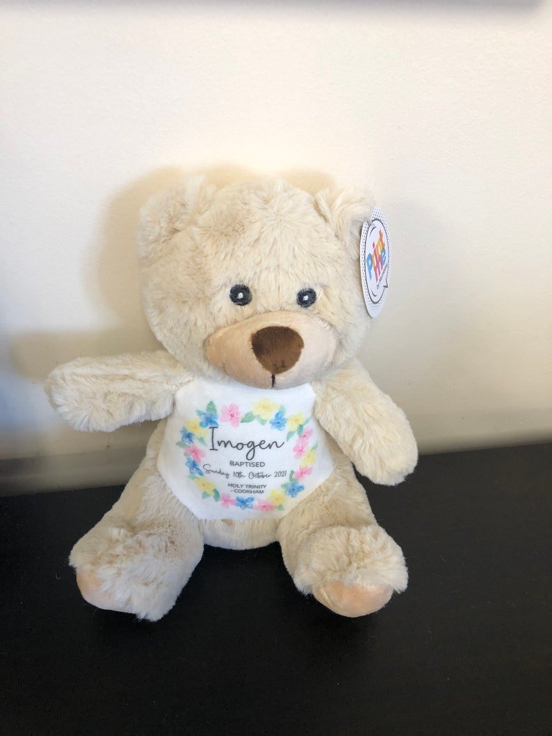 Personalised Christening Teddy Bear - Chicken Craft Ltd