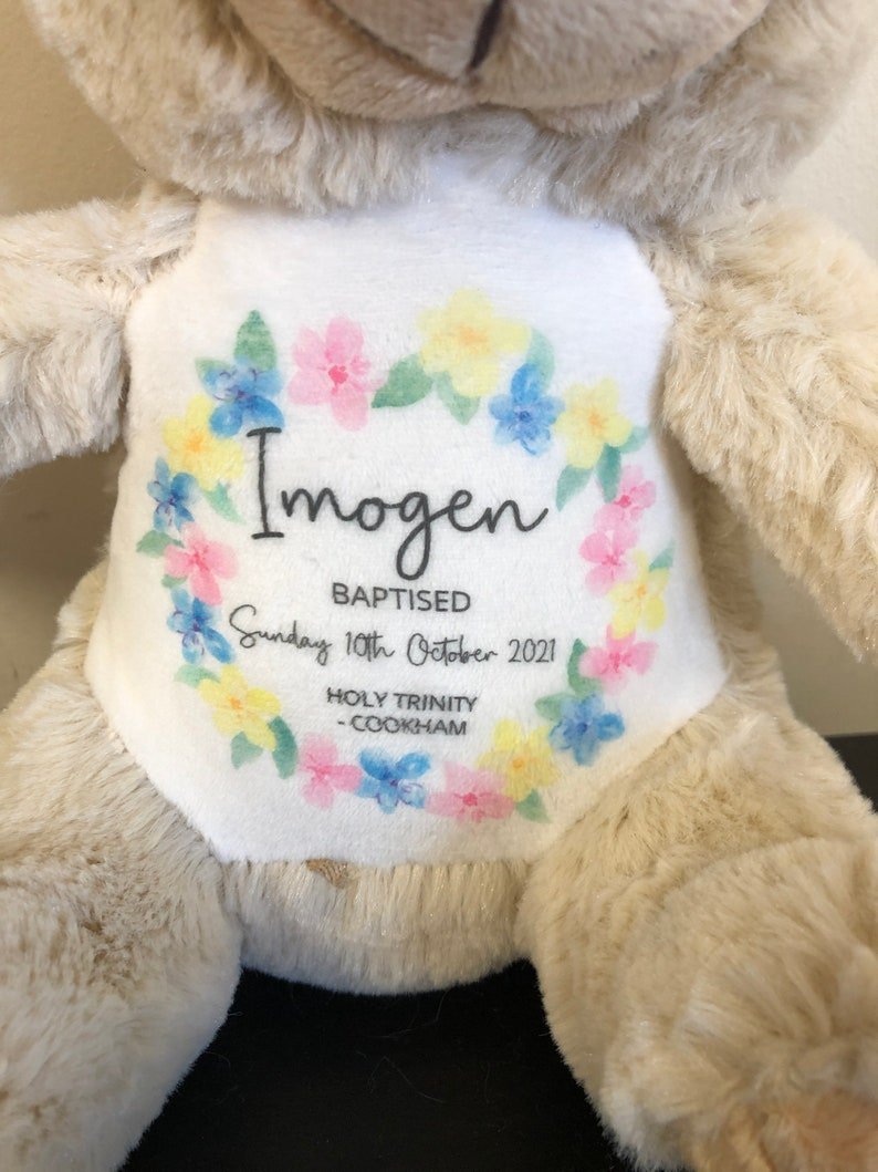 Personalised Christening Teddy Bear - Chicken Craft Ltd