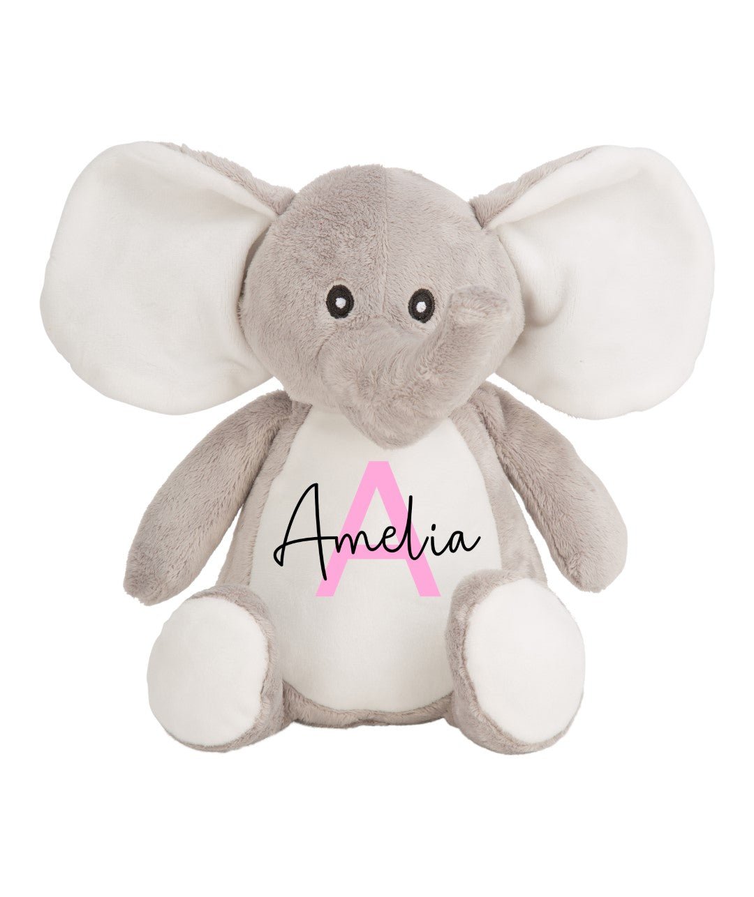 Personalised Elephant Teddy – Custom Name & Initial Soft Toy for Baby, Christening or Nursery Gift - Chicken Craft Ltd