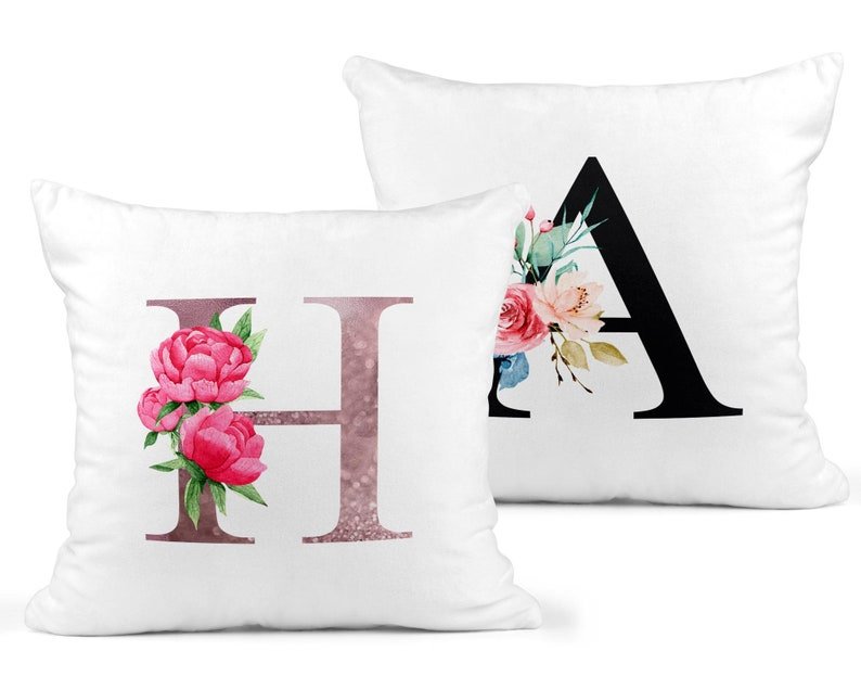 Personalised Floral Initial Cushion - Chicken Craft Ltd