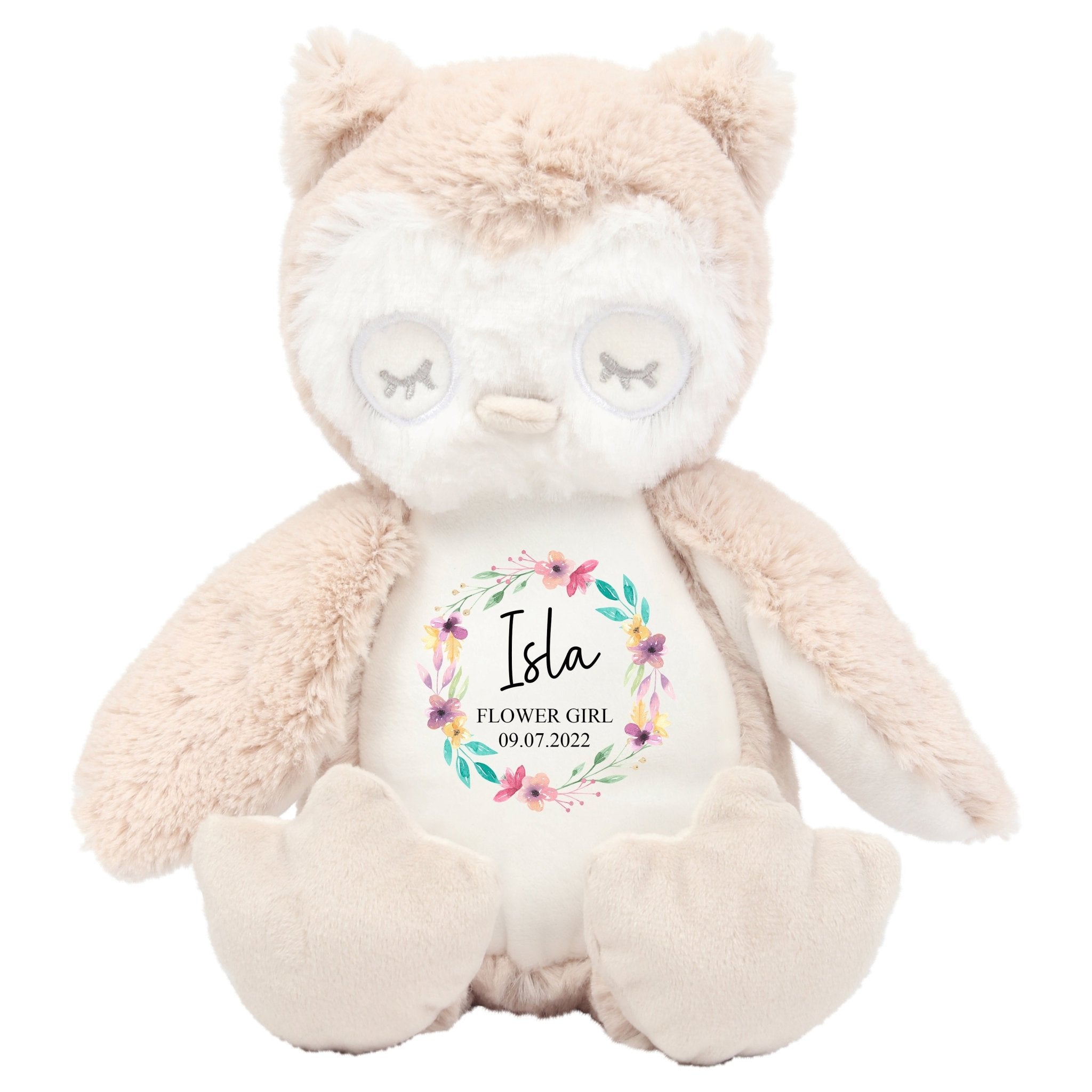 Personalised Owl Soft Toy for Flower Girl - Chicken Craft Ltd