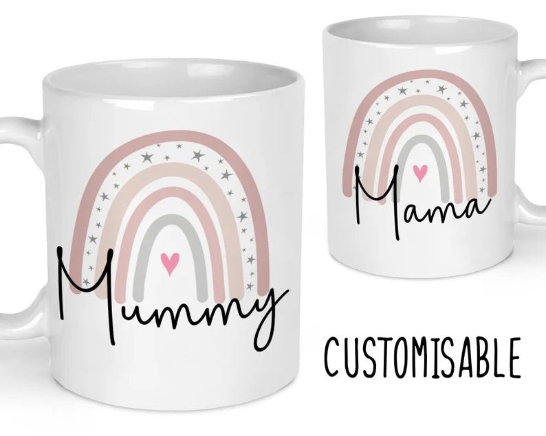 Personalised Rainbow Mug shown with printed design
