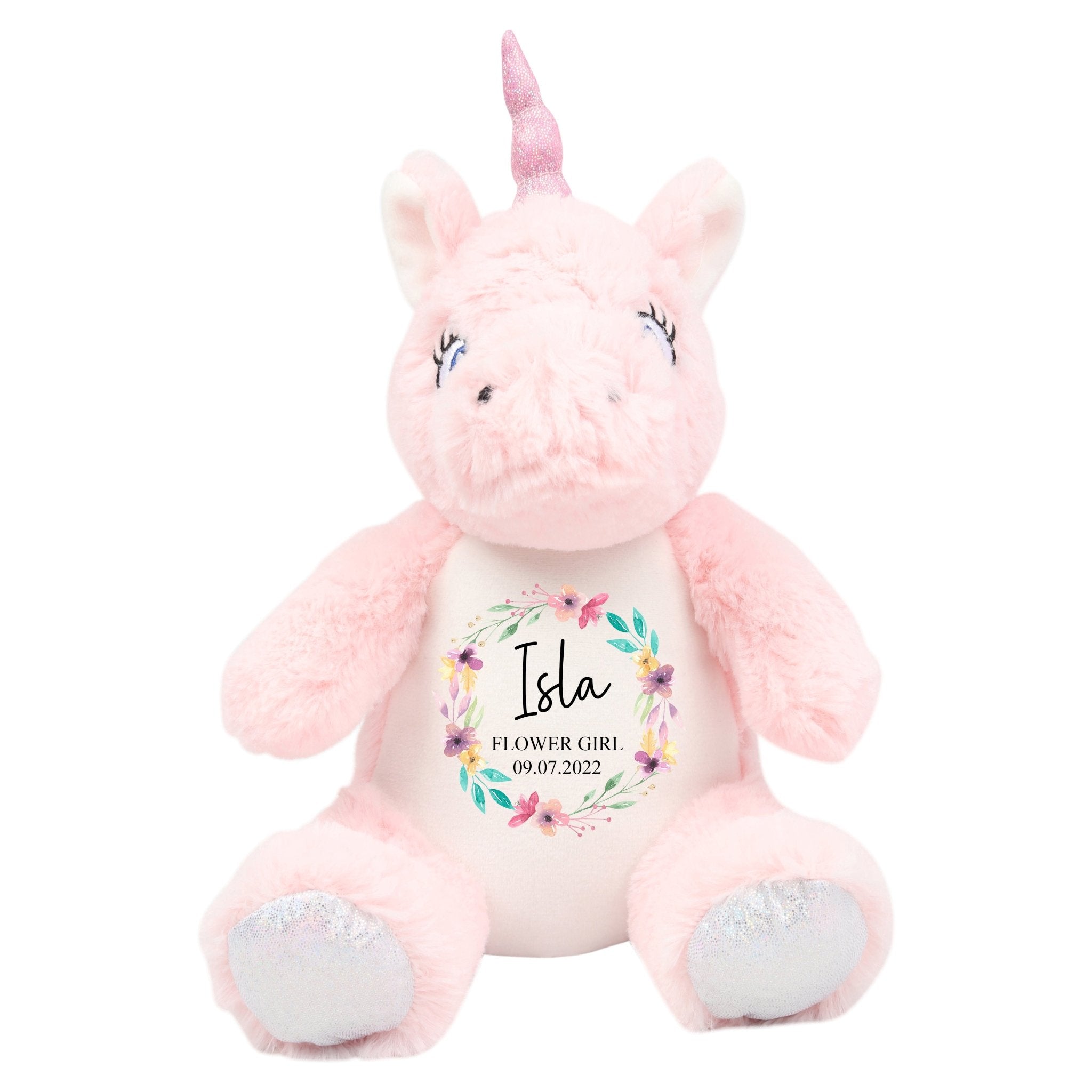 Personalised Unicorn Soft Toy for Flower Girl - Chicken Craft Ltd